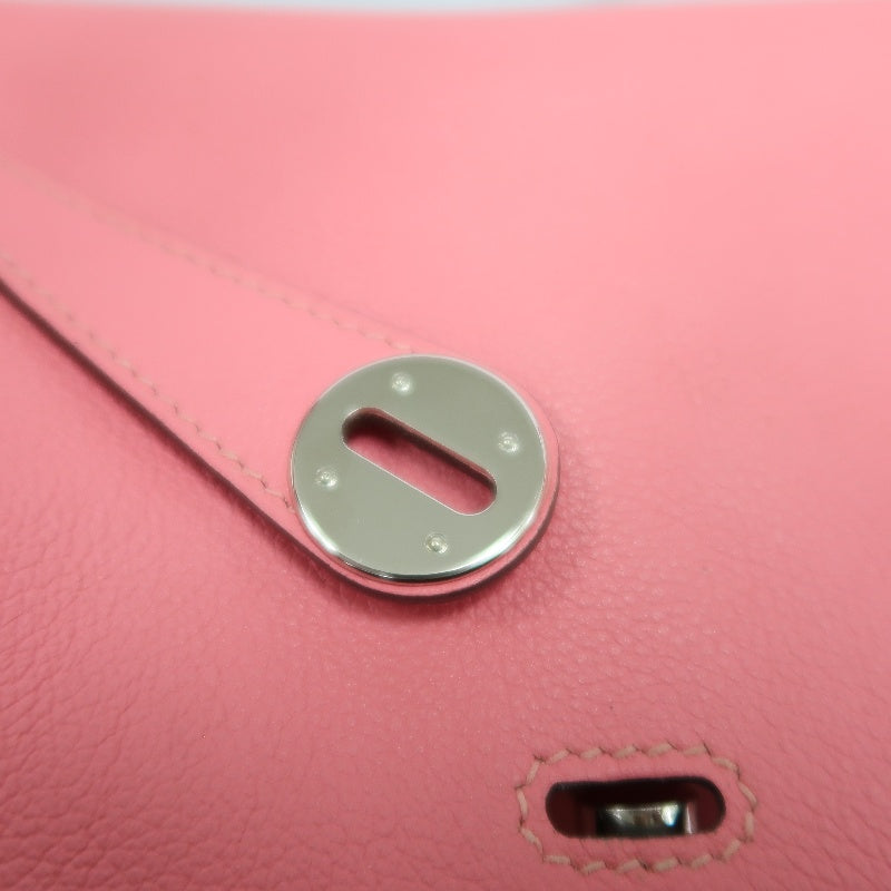 HERMES Lindy Calfskin Shoulder Handbag Pink Silver Hardware