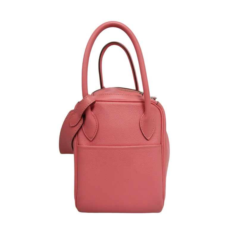 HERMES Lindy Calfskin Shoulder Handbag Pink Silver Hardware