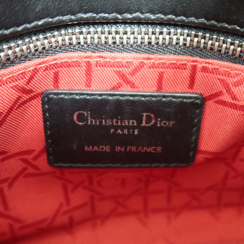 DIOR Lady Dior Cannage Quilted Lambskin Handbag Black Gold Hardware With Shoulder Strap