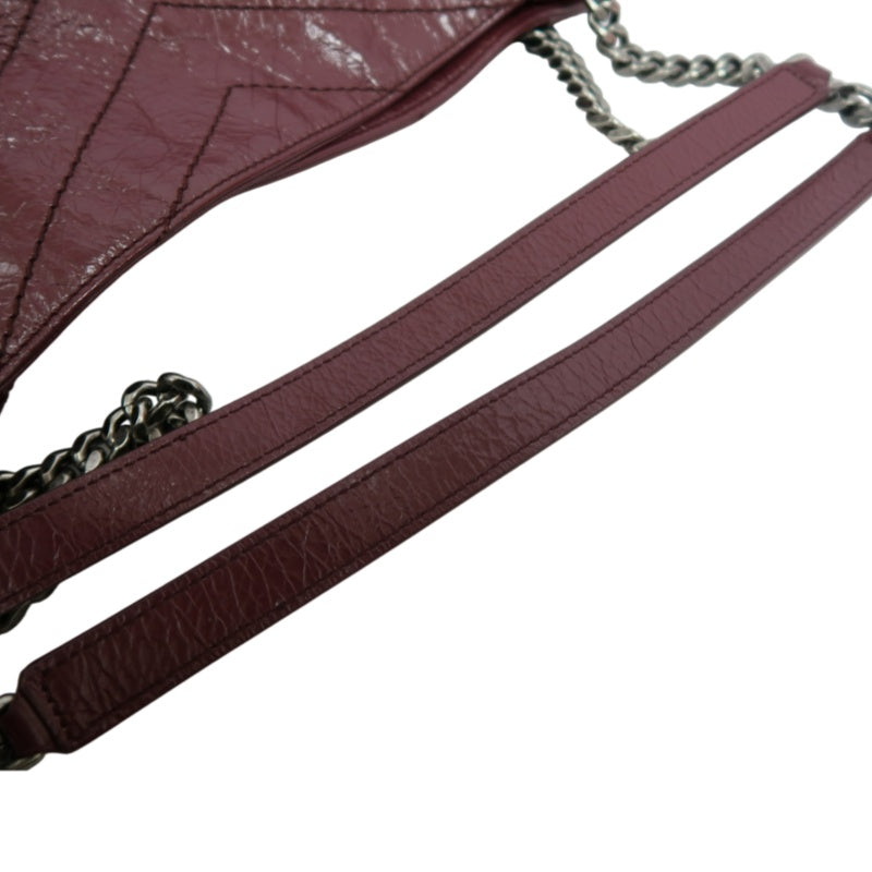 YVES SAINT LAURENT YSL Niki Leather Tote Shoulder Bag Burgundy Waxed Leather