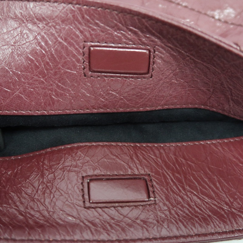 YVES SAINT LAURENT YSL Niki Leather Tote Shoulder Bag Burgundy Waxed Leather