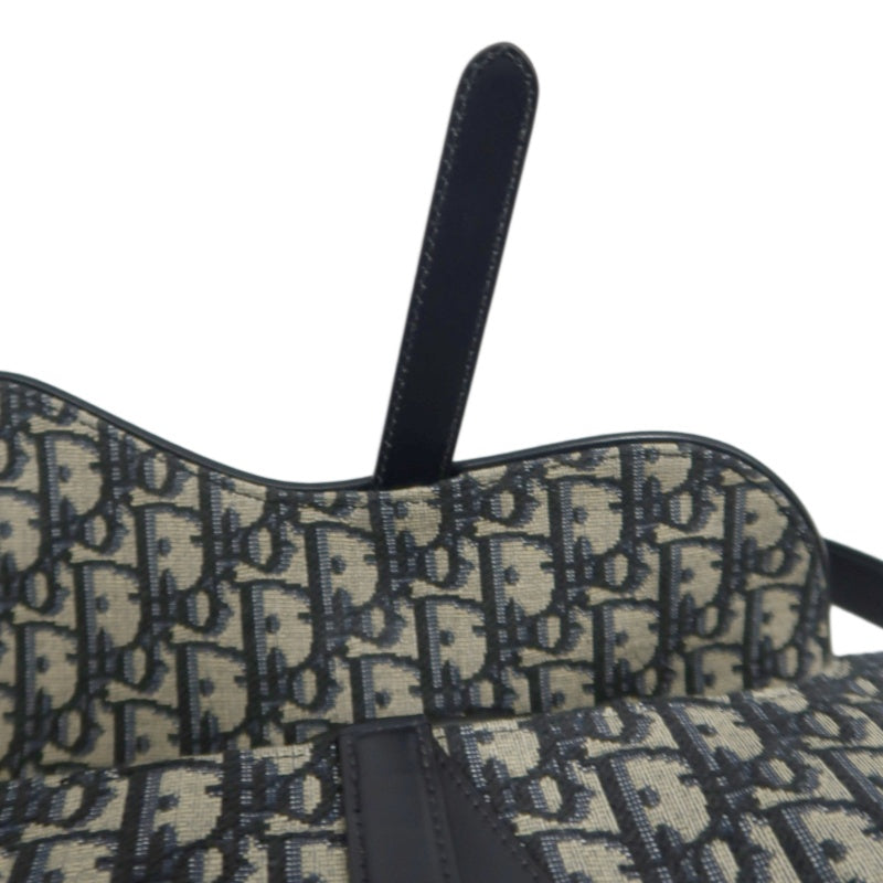 DIOR Saddle Bag Oblique Jacquard Canvas Gold Hardware Blue Navy
