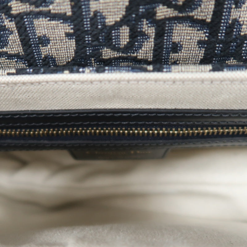 DIOR Saddle Bag Oblique Jacquard Canvas Gold Hardware Blue Navy