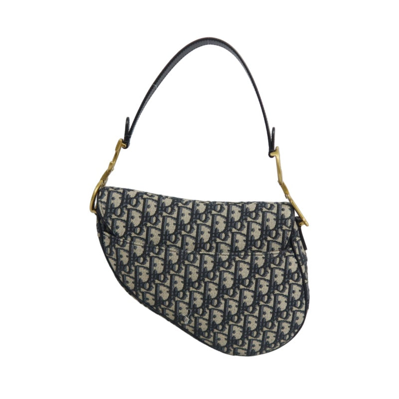 DIOR Saddle Bag Oblique Jacquard Canvas Gold Hardware Blue Navy