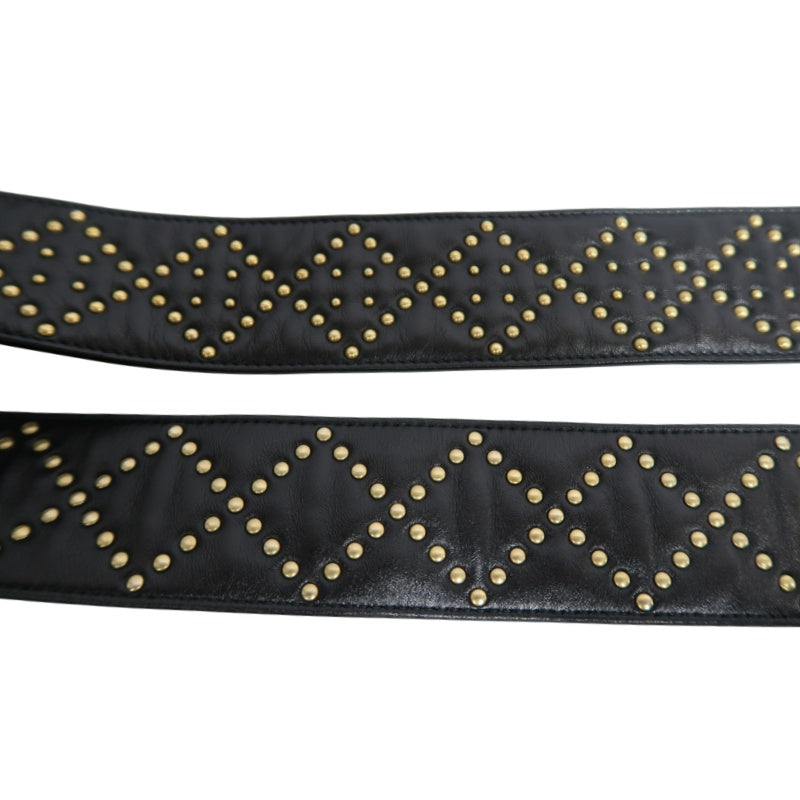 DIOR Lady Dior Cannage Quilted Studded Lambskin Handbag Black Gold Hardware With Shoulder Strap