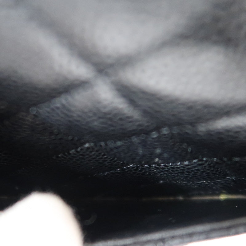 CHANEL Classic Flap Matelasse Caviar Leather Shoulder Bag Black Silver Hardware
