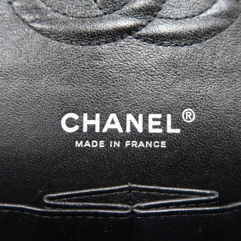 CHANEL Classic Flap Matelasse Caviar Leather Shoulder Bag Black Silver Hardware