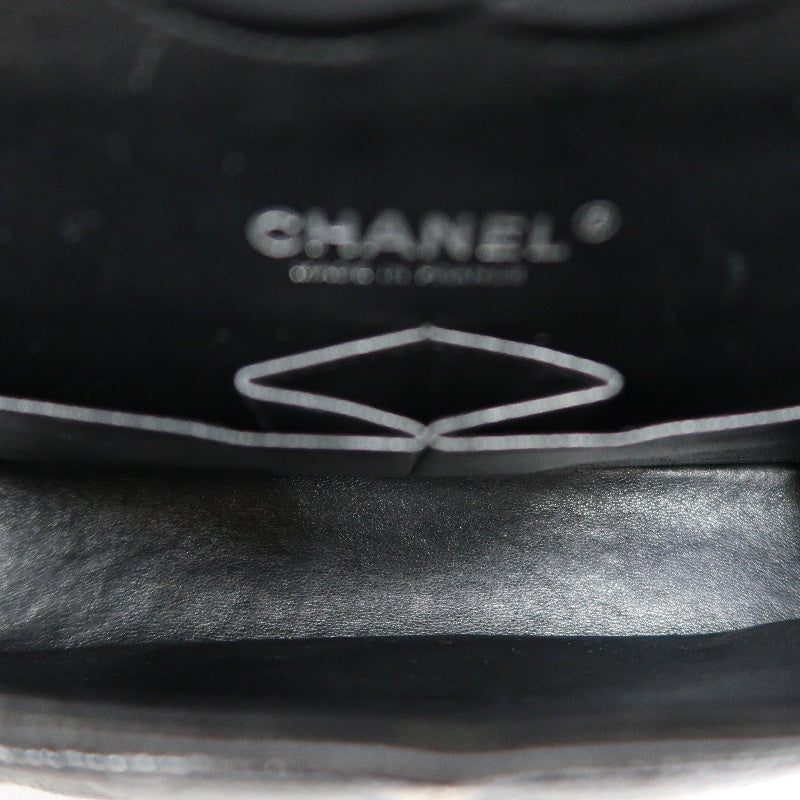 CHANEL Classic Flap Matelasse Caviar Leather Shoulder Bag Black Silver Hardware