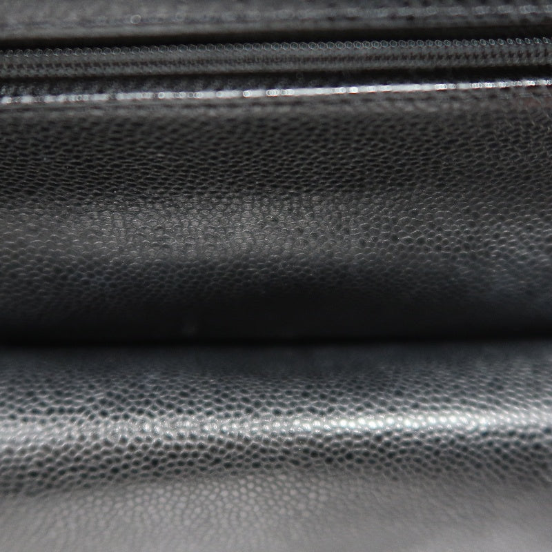 CHANEL Classic Flap Matelasse Caviar Leather Shoulder Bag Black Silver Hardware