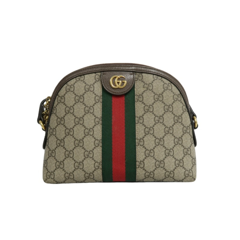 GUCCI Ophidia GG Supreme Canvas Shoulder Bag With Web Beige PVC