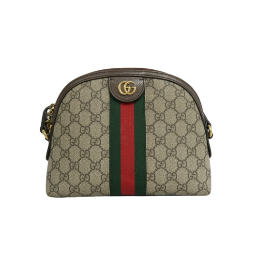 GUCCI Ophidia GG Supreme Canvas Shoulder Bag With Web Beige PVC