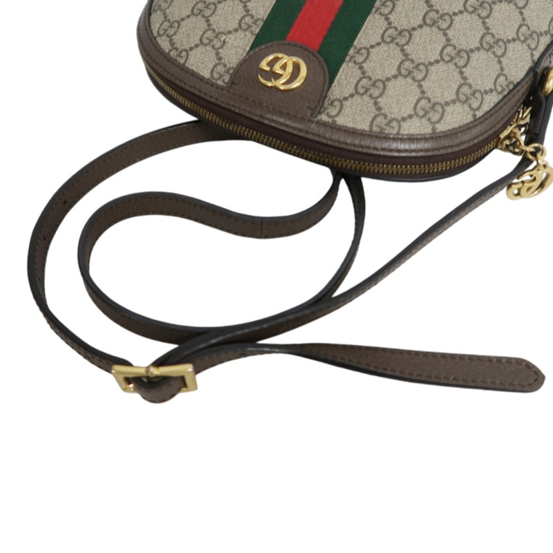 GUCCI Ophidia GG Supreme Canvas Shoulder Bag With Web Beige PVC