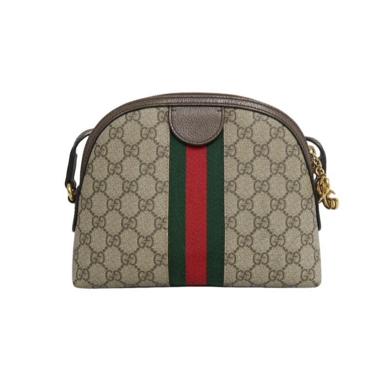 GUCCI Ophidia GG Supreme Canvas Shoulder Bag With Web Beige PVC