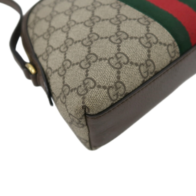 GUCCI Ophidia GG Supreme Canvas Shoulder Bag With Web Beige PVC