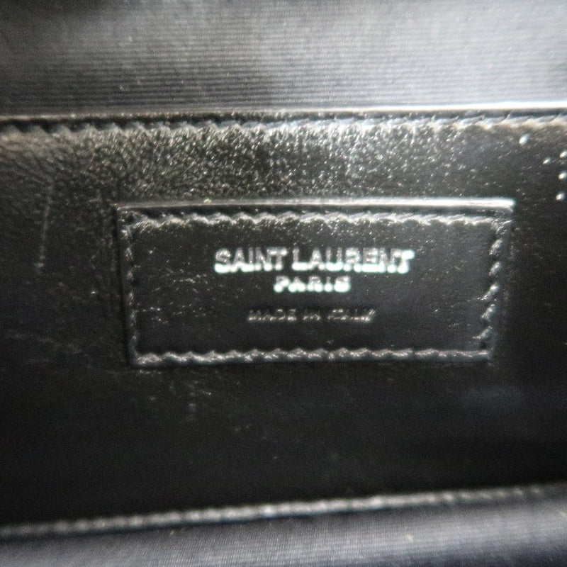 YVES SAINT LAURENT YSL Sunset Calfskin Shoulder Bag Black Waxed Leather Silver Hardware