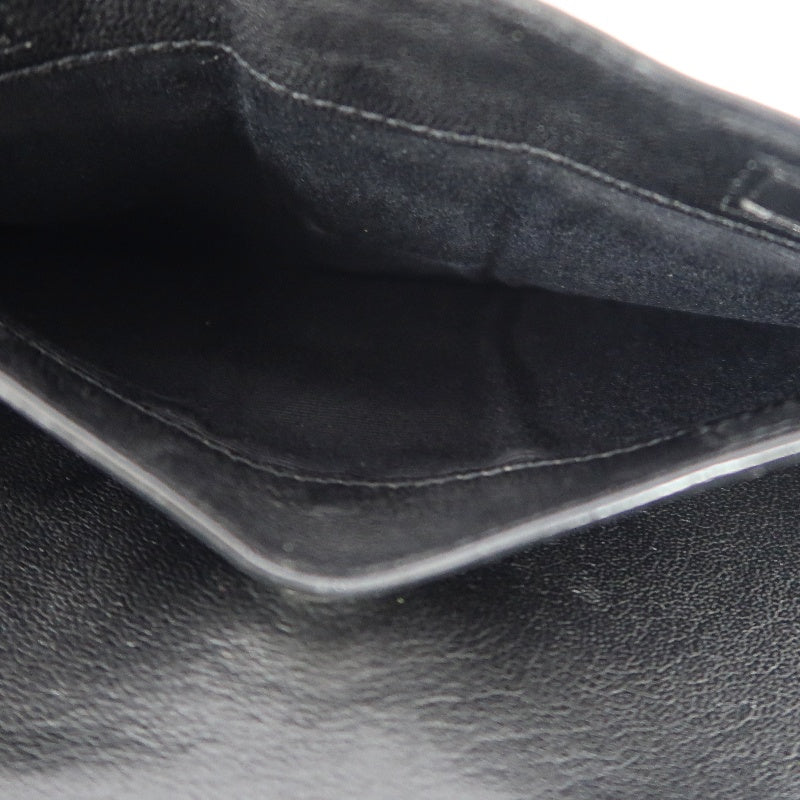 YVES SAINT LAURENT YSL Sunset Calfskin Shoulder Bag Black Waxed Leather Silver Hardware