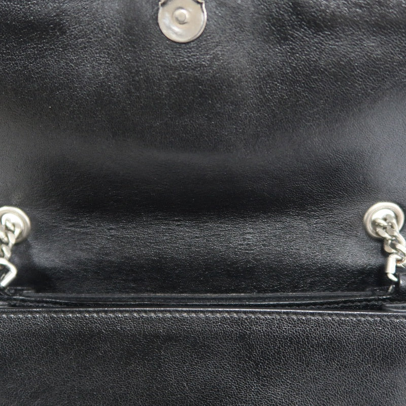 YVES SAINT LAURENT YSL Sunset Calfskin Shoulder Bag Black Waxed Leather Silver Hardware