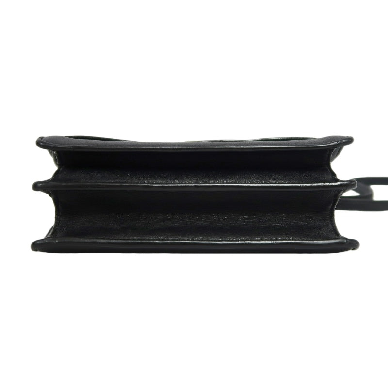YVES SAINT LAURENT YSL Sunset Calfskin Shoulder Bag Black Waxed Leather Silver Hardware