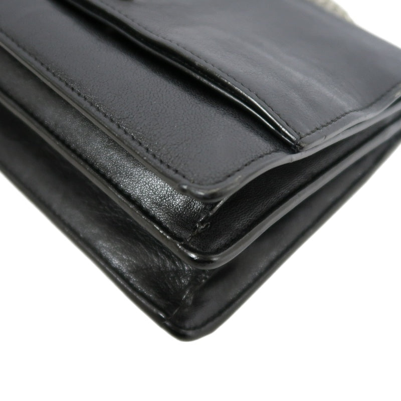 YVES SAINT LAURENT YSL Sunset Calfskin Shoulder Bag Black Waxed Leather Silver Hardware