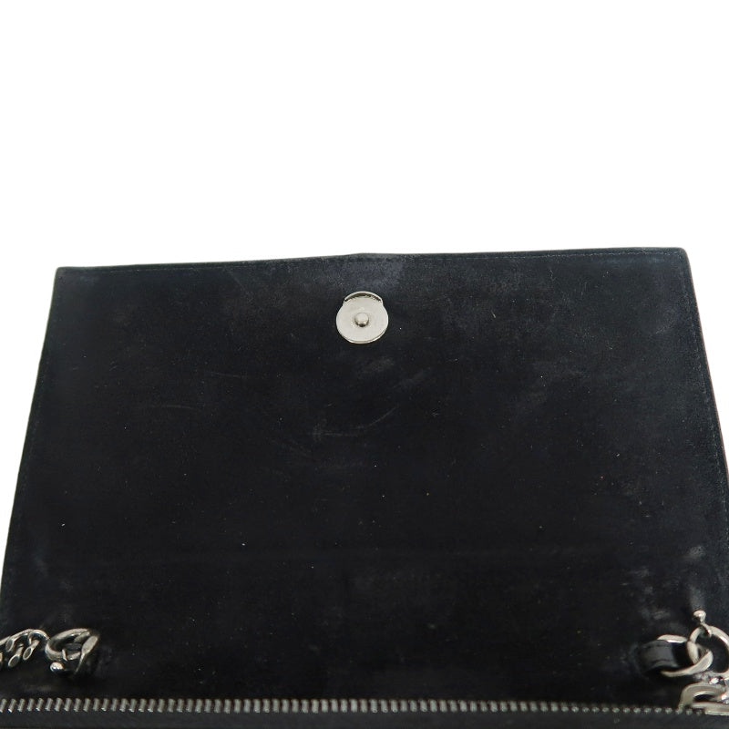 YVES SAINT LAURENT YSL Kate Tassel Shoulder Bag Silver Hardware Black Silver PVC
