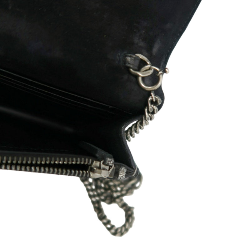 YVES SAINT LAURENT YSL Kate Tassel Shoulder Bag Silver Hardware Black Silver PVC
