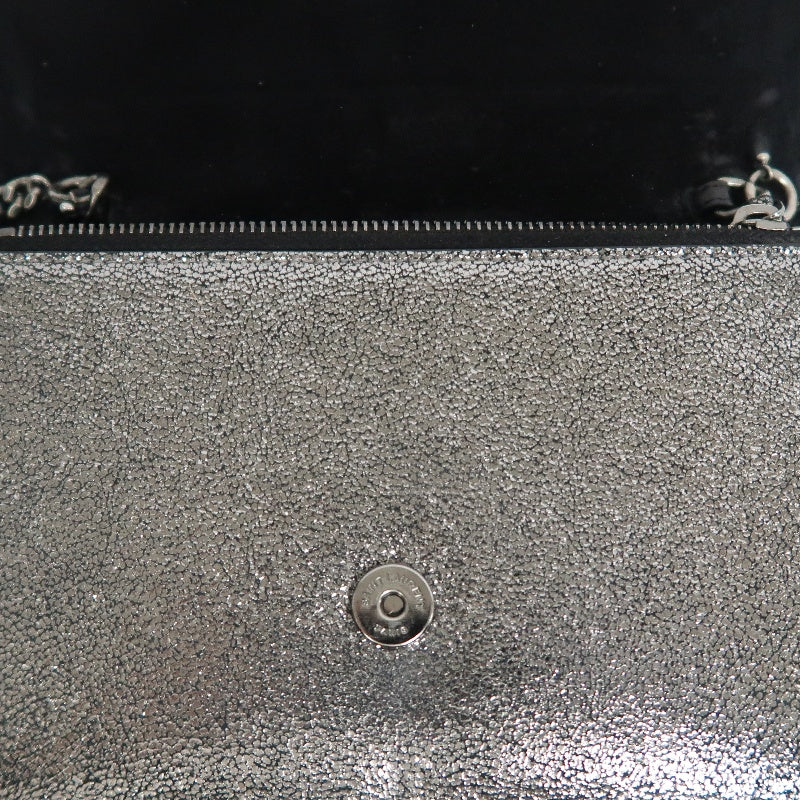 YVES SAINT LAURENT YSL Kate Tassel Shoulder Bag Silver Hardware Black Silver PVC