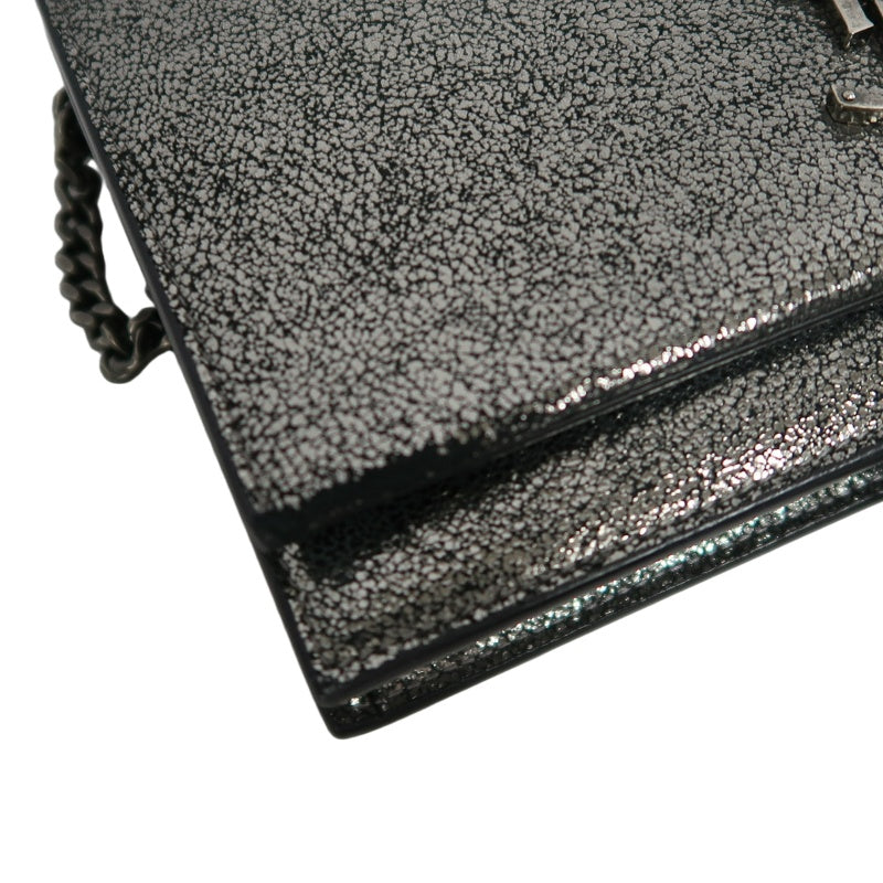 YVES SAINT LAURENT YSL Kate Tassel Shoulder Bag Silver Hardware Black Silver PVC