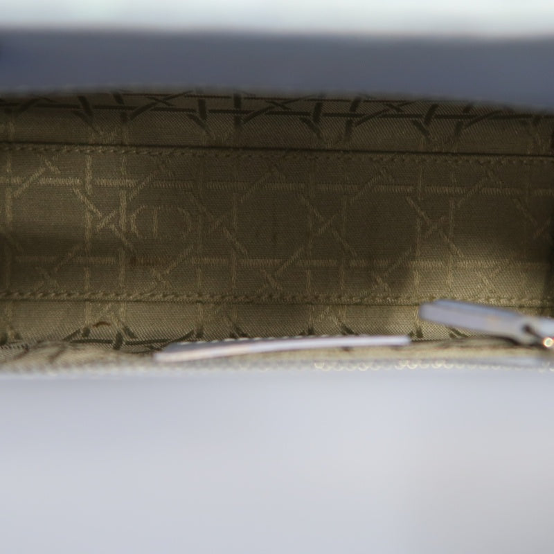 DIOR Lady Dior Cannage Quilted Lambskin Handbag Foggy Blue Gold Hardware With Shoulder Strap