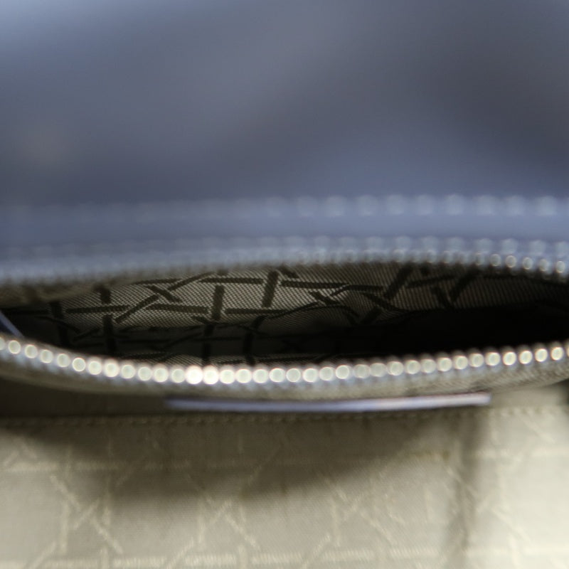 DIOR Lady Dior Cannage Quilted Lambskin Handbag Foggy Blue Gold Hardware With Shoulder Strap