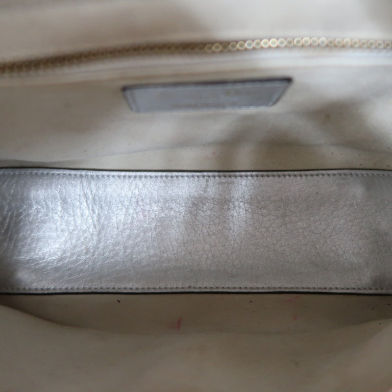 DIOR Lady Dior Cannage Quilted Lambskin Handbag Silver Pearlescent Gold Hardware 5-Format With Shoulder Strap