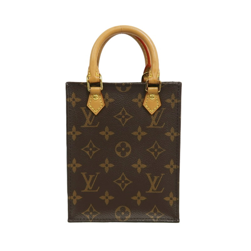 LOUIS VUITTON LV Petite Sac Pla Monogram Handbag Brown PVC With Shoulder Strap
