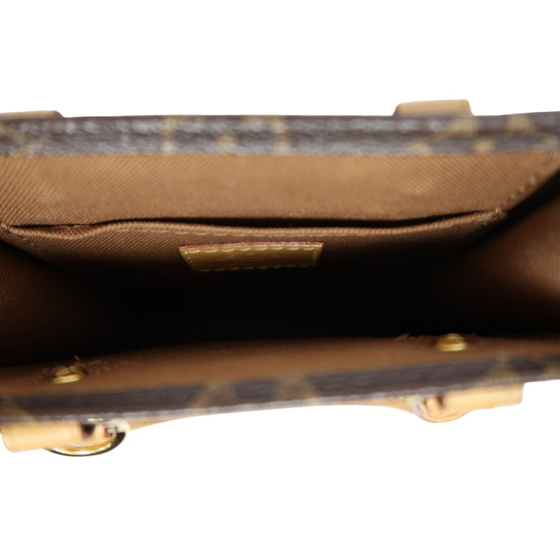 LOUIS VUITTON LV Petite Sac Pla Monogram Handbag Brown PVC With Shoulder Strap