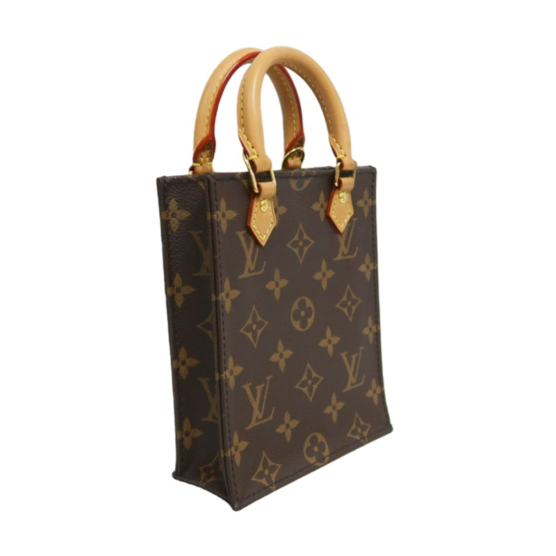 LOUIS VUITTON LV Petite Sac Pla Monogram Handbag Brown PVC With Shoulder Strap