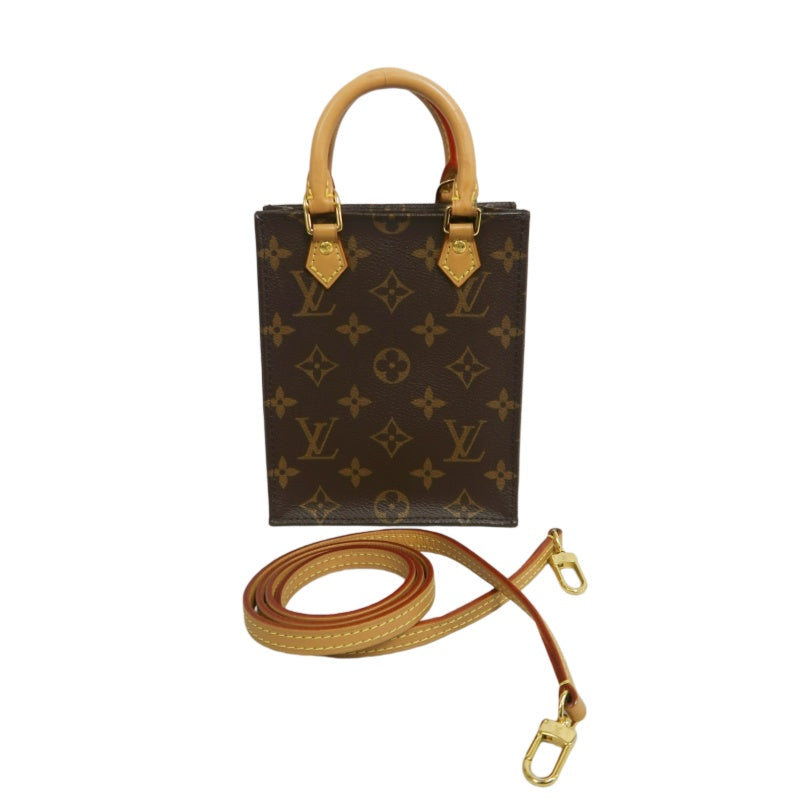 LOUIS VUITTON LV Petite Sac Pla Monogram Handbag Brown PVC With Shoulder Strap
