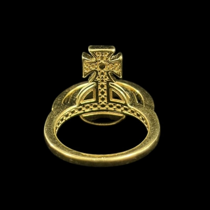 VIVIENNE WESTWOOD Saturn Ring Opal Rhinestone Alloy Gold Hardware