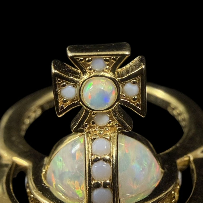 VIVIENNE WESTWOOD Saturn Ring Opal Rhinestone Alloy Gold Hardware