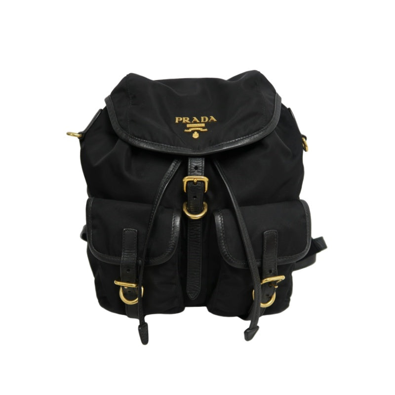 PRADA Nylon Backpack Black Gold Hardware