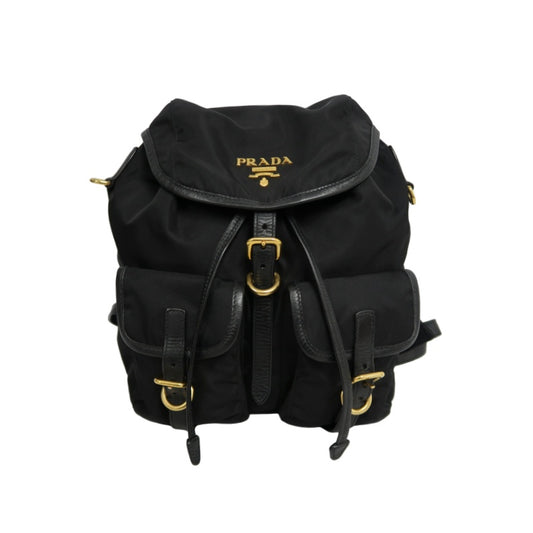 PRADA Nylon Backpack Black Gold Hardware