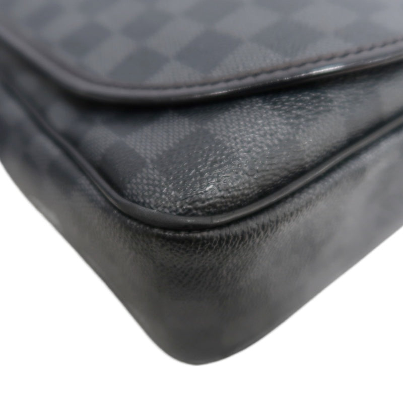 LOUIS VUITTON Damier Graphite Daniel MM Shoulder Bag  Black Grey