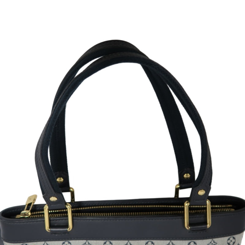 LOUIS VUITTON Monogram Mini Lucille PM Handbag Canvas Blue Grey Name Tag