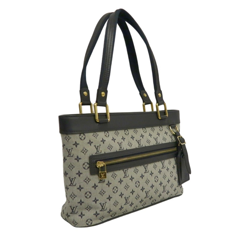LOUIS VUITTON Monogram Mini Lucille PM Handbag Canvas Blue Grey Name Tag