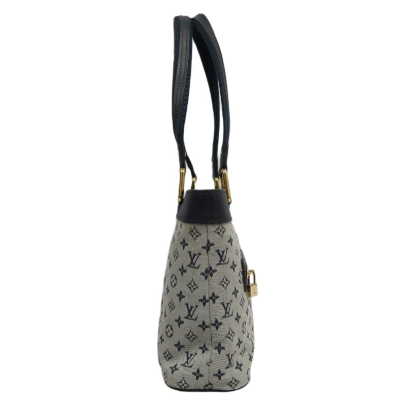 LOUIS VUITTON Monogram Mini Lucille PM Handbag Canvas Blue Grey Name Tag