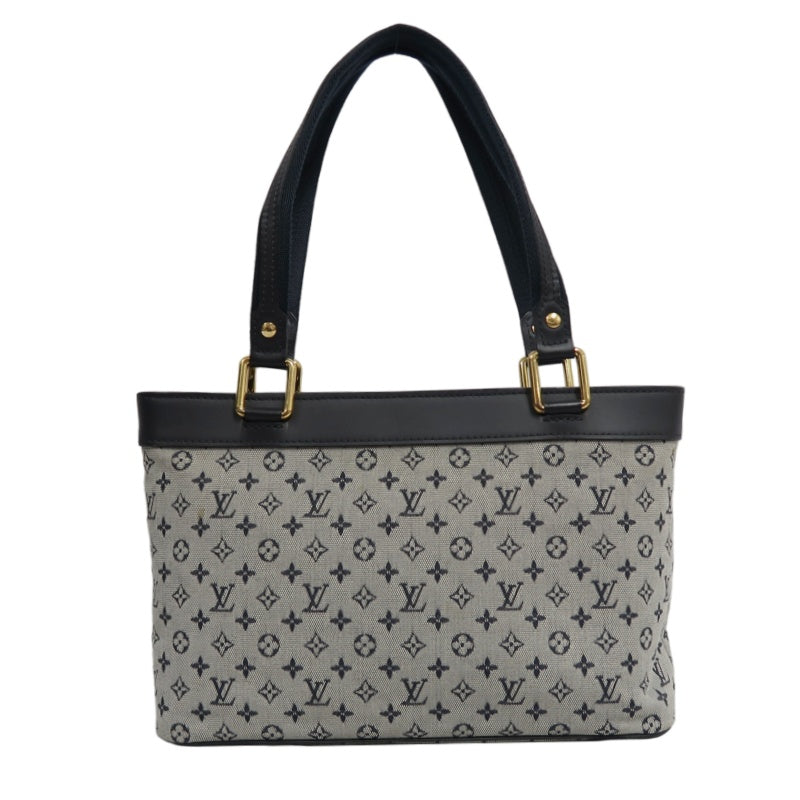 LOUIS VUITTON Monogram Mini Lucille PM Handbag Canvas Blue Grey Name Tag