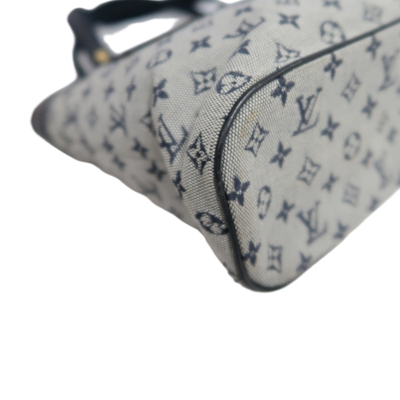LOUIS VUITTON Monogram Mini Lucille PM Handbag Canvas Blue Grey Name Tag