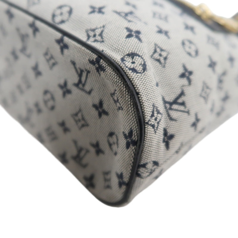 LOUIS VUITTON Monogram Mini Lucille PM Handbag Canvas Blue Grey Name Tag