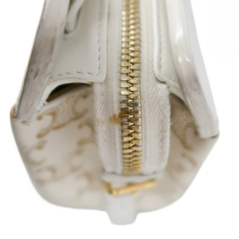 CELINETriomphe Teen Cabas Shoulder Bag 　gold hardware　Canvas Leather White Beige Padlock・two keys