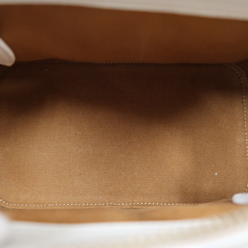 CELINETriomphe Teen Cabas Shoulder Bag 　gold hardware　Canvas Leather White Beige Padlock・two keys