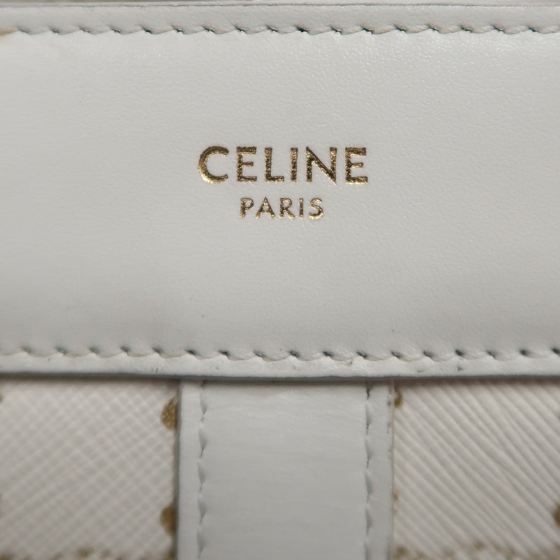 CELINETriomphe Teen Cabas Shoulder Bag 　gold hardware　Canvas Leather White Beige Padlock・two keys