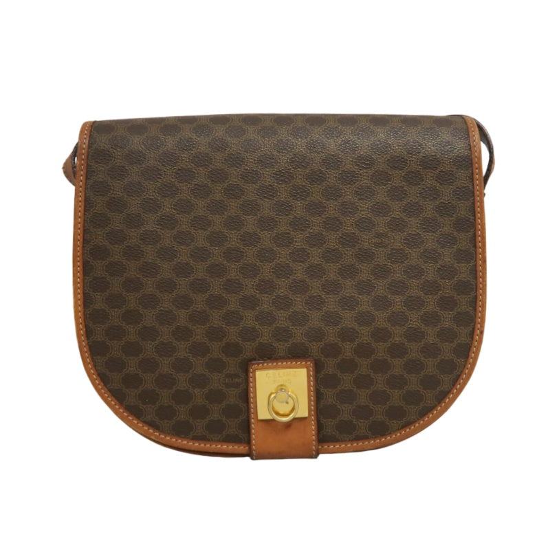 CELINE Macadam Saddle Shoulder Bag  Brown gold hardware