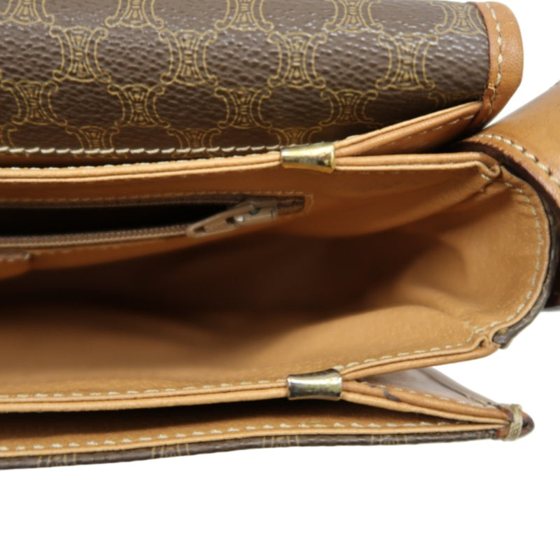 CELINE Macadam Saddle Shoulder Bag  Brown gold hardware